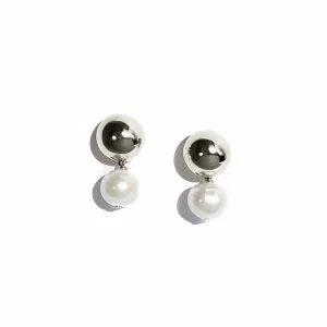 Pearl Dot Studs - Silver