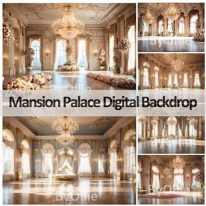 16 Mansion Luxe Luxury Dream Ballroom Royal Castle Photo Wedding Maternity Backgrounds Digital Texture Photography Studio Backdrops Overlays