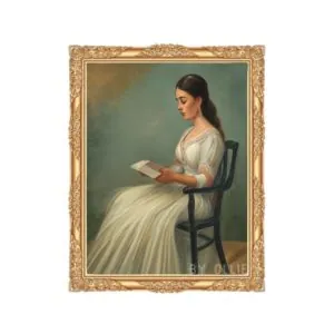 Wall Art Antique Portrait Woman Reading Painting Vintage Print Bedroom Wall Decor Digital PRINTABLE Young Girl Reading Digital Wall Art