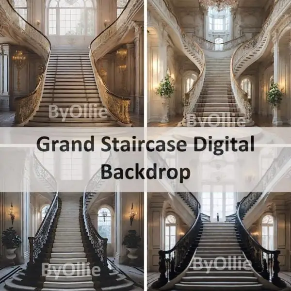 16 Luxe Luxury Ballroom Mansion Royal Castle Grand Stairs Wedding Maternity Digital Backgrounds Texture Photograph Studio Backdrops Overlays