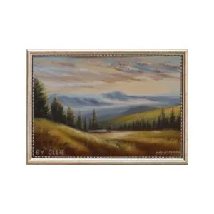 Vintage Christmas Pine Tree Mountain Landscape Painting DIGITAL Download | Oil Painting | Digital Painting | Digital Wall Art for office